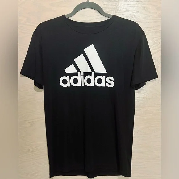 Adidas Kids Black and White Logo Tee - Picture 1 of 2